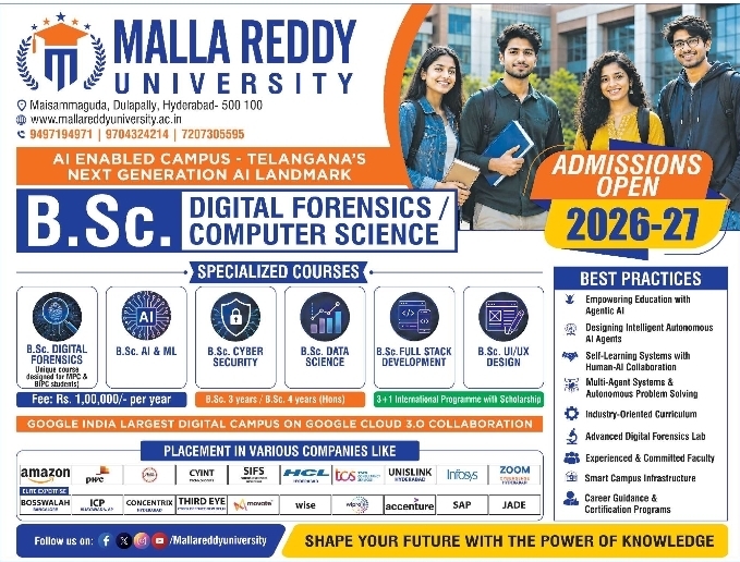 Malla Reddy University: B.Sc. Admissions Open