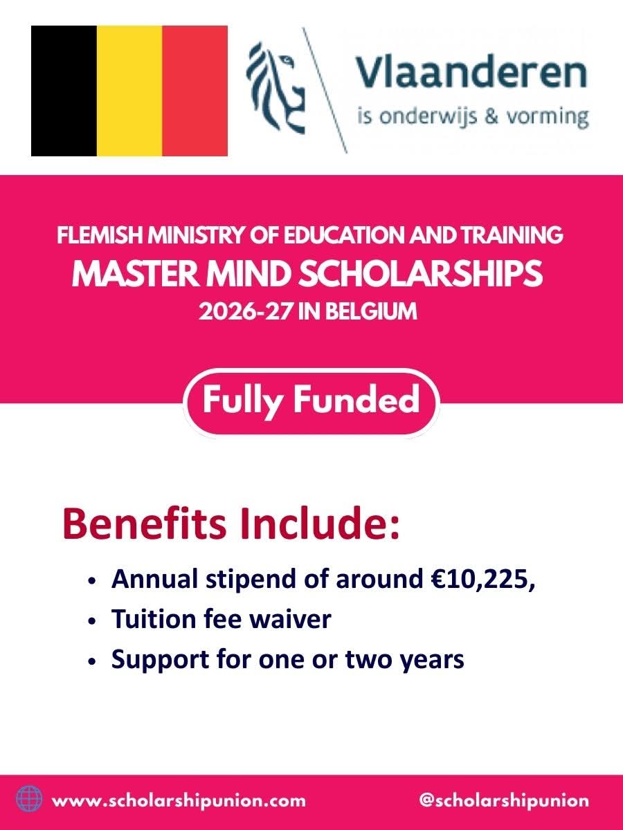 Master Mind Scholarships 2026-27 in Belgium