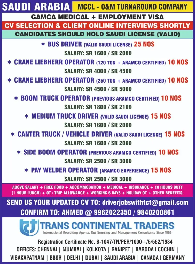 MCCL O&M Turnaround Company - Hiring In Saudi Arabia