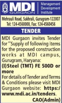 MDI Gurgaon: Construction Material Supply Tender