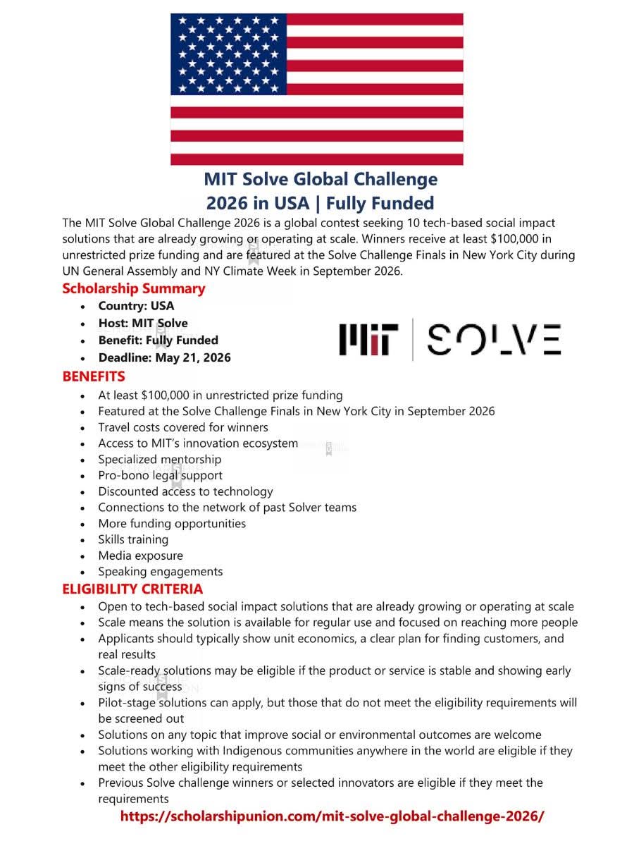 MIT Solve Global Challenge 2026 in USA
