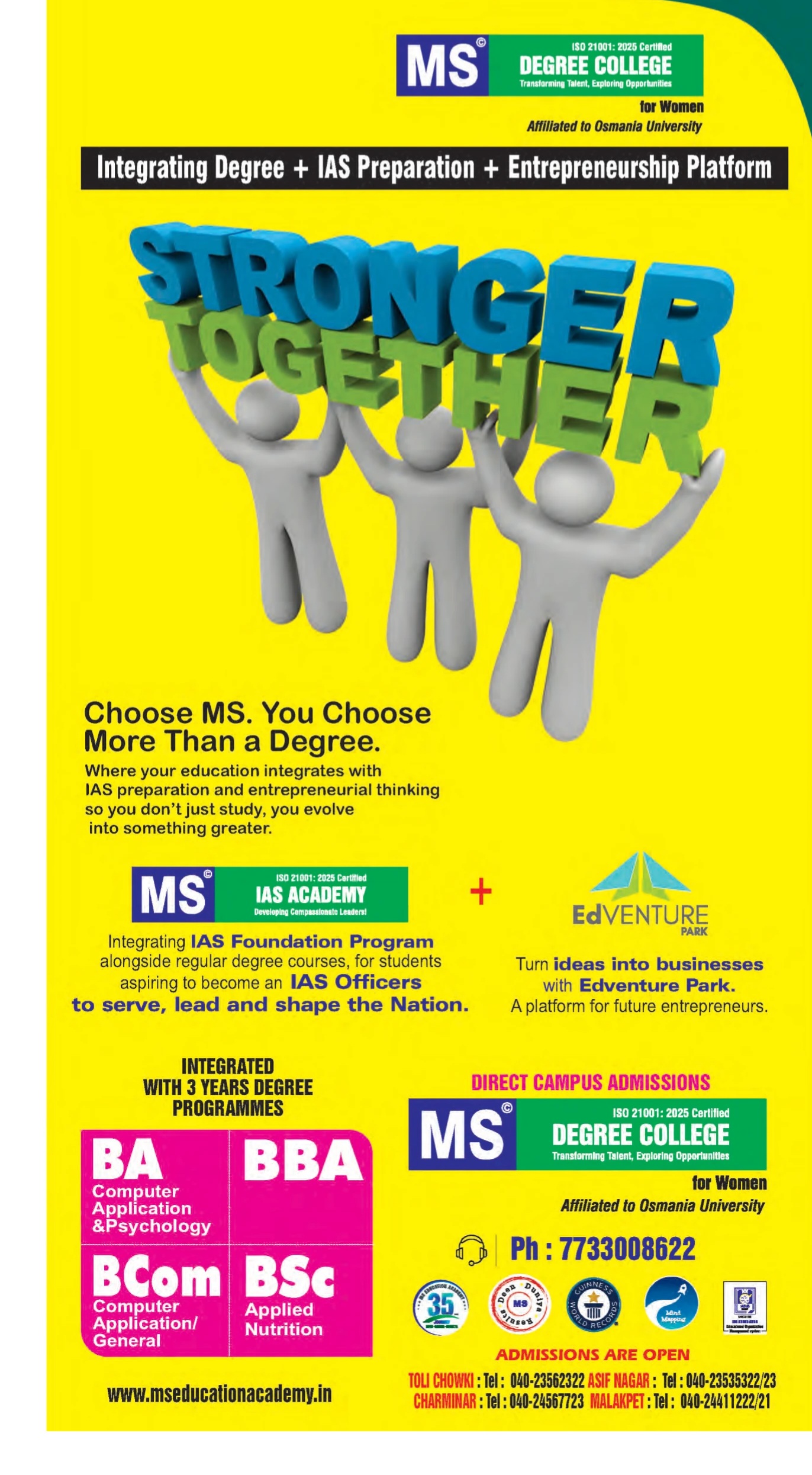 MS Degree College for Women Admissions Open 2026-27