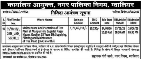 Nagar Palika Nigam Gwalior Plantation Tender