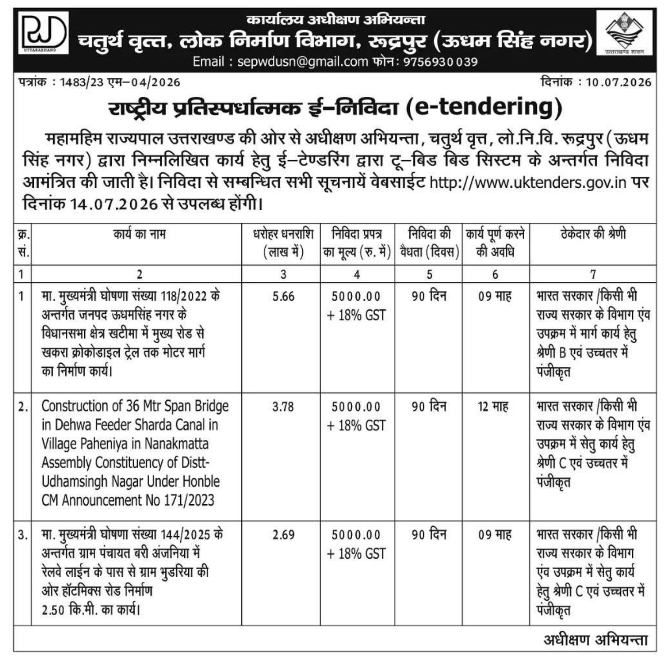 National Competitive e-Tender Notice: Infrastructure & Civil Works