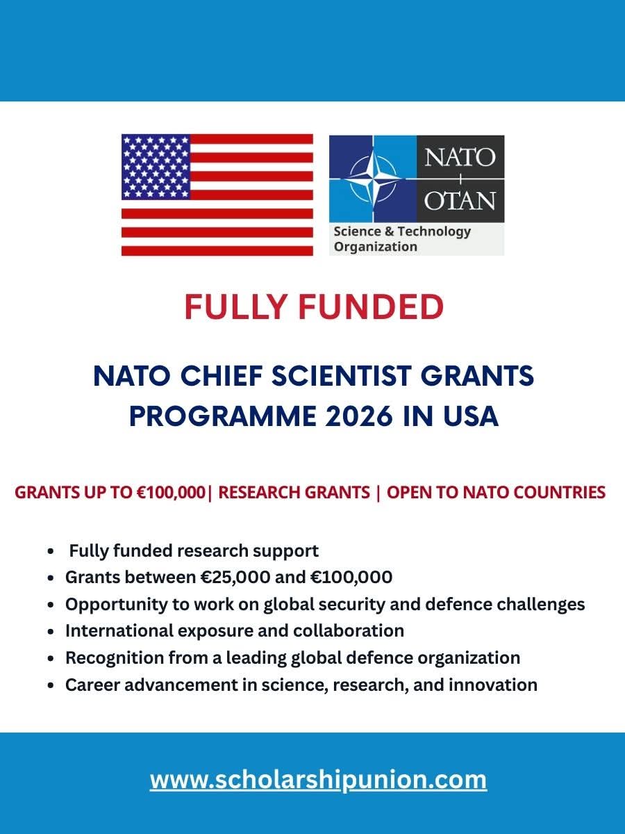NATO Chief Scientist Grants Programme 2026 in USA