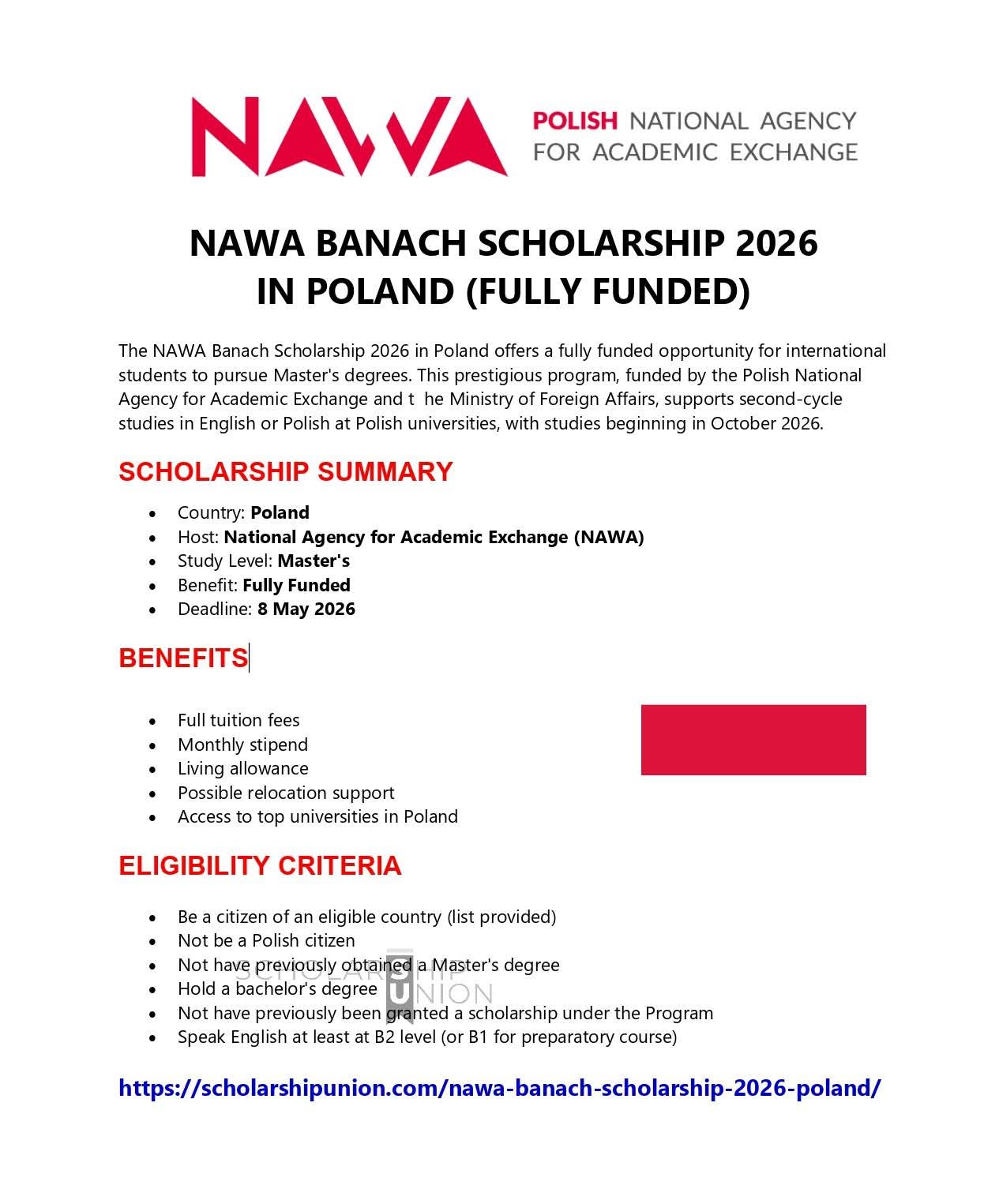 NAWA Banach Scholarship 2026 in Poland