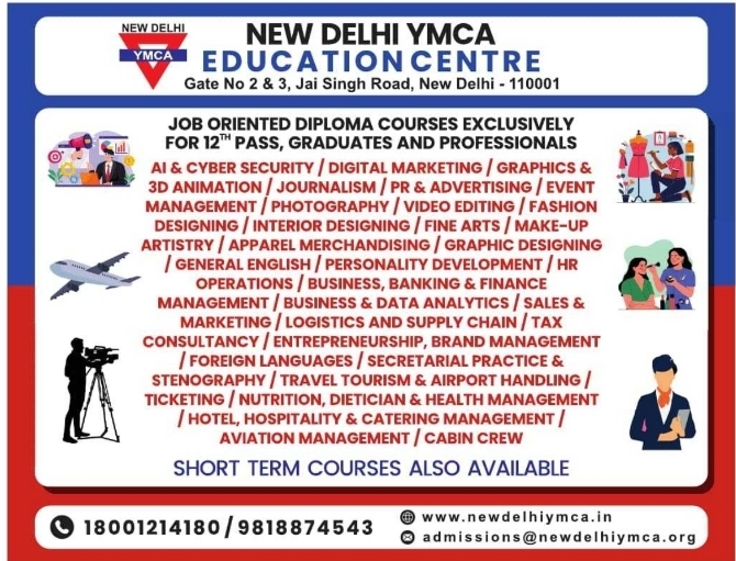 New Delhi YMCA Admissions: Job-Oriented & Short-Term Diploma Courses