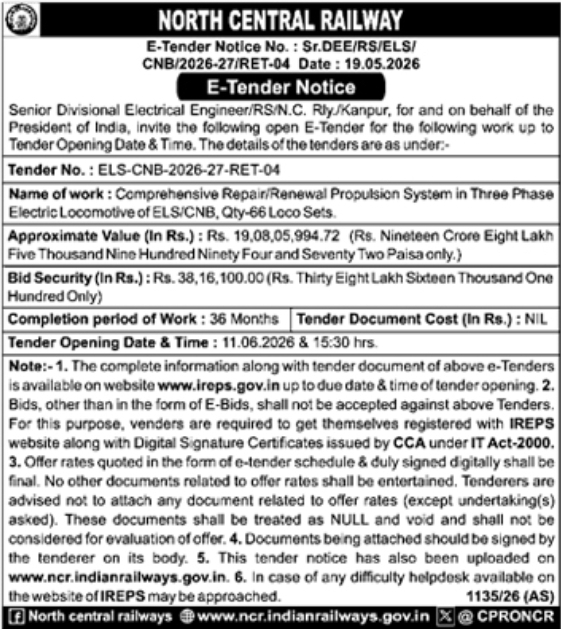 North Central Railway Propulsion System E-Tender