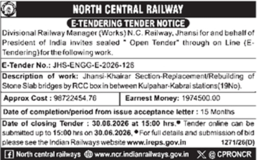 North Central Railway: Stone Slab Bridges E-Tender