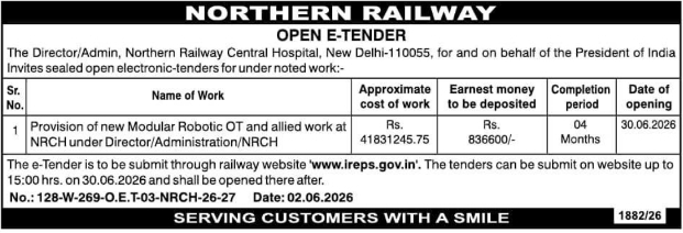 Northern Railway: E-Tender for Modular Robotic OT
