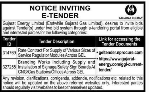 Notice Inviting E-Tender for Service Regulators and Branding Works
