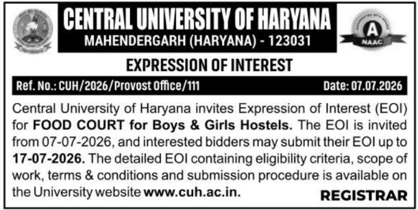 Notice Inviting EoI: Hostel Food Court Operation