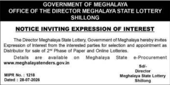 Notice Inviting Expression of Interest by Government of Meghalaya