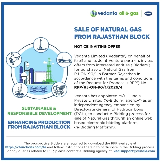 Notice Inviting Offer: Vedanta Natural Gas Sale