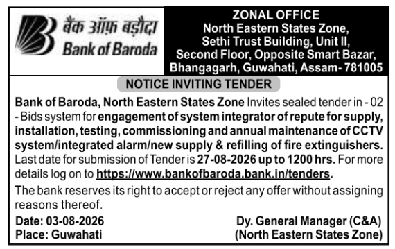 Notice Inviting Tender for CCTV & Fire Safety Systems