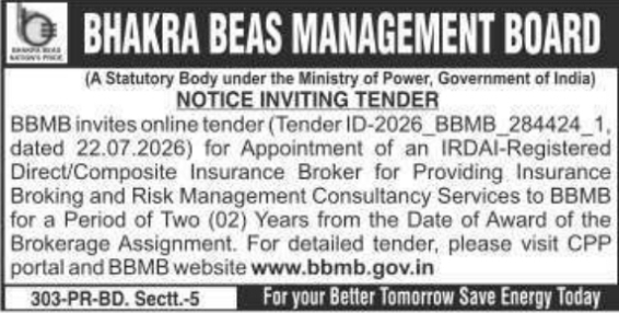 Notice Inviting Tender: Insurance Brokerage Services (BBMB)