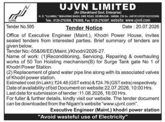 Notice Inviting Tender: Khodri Power House Maintenance Works