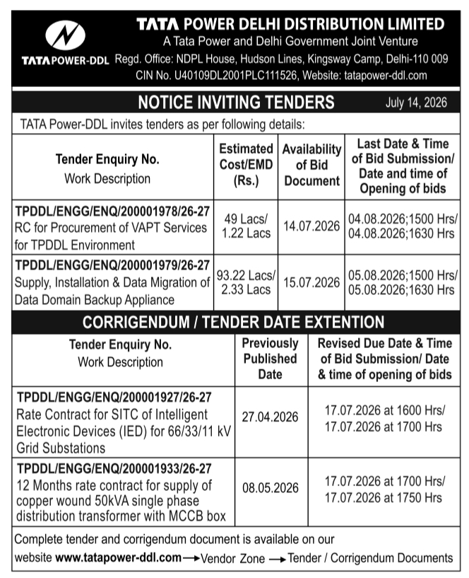 Notice Inviting Tenders: Power Infrastructure & IT Services