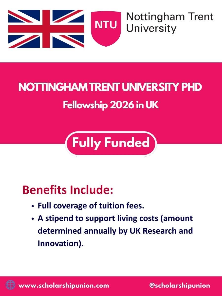 Nottingham Trent University PhD Fellowship 2026 in UK