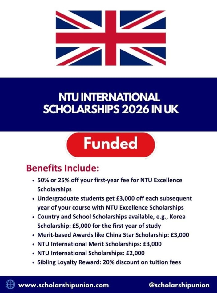 NTU International Scholarships 2026 in UK