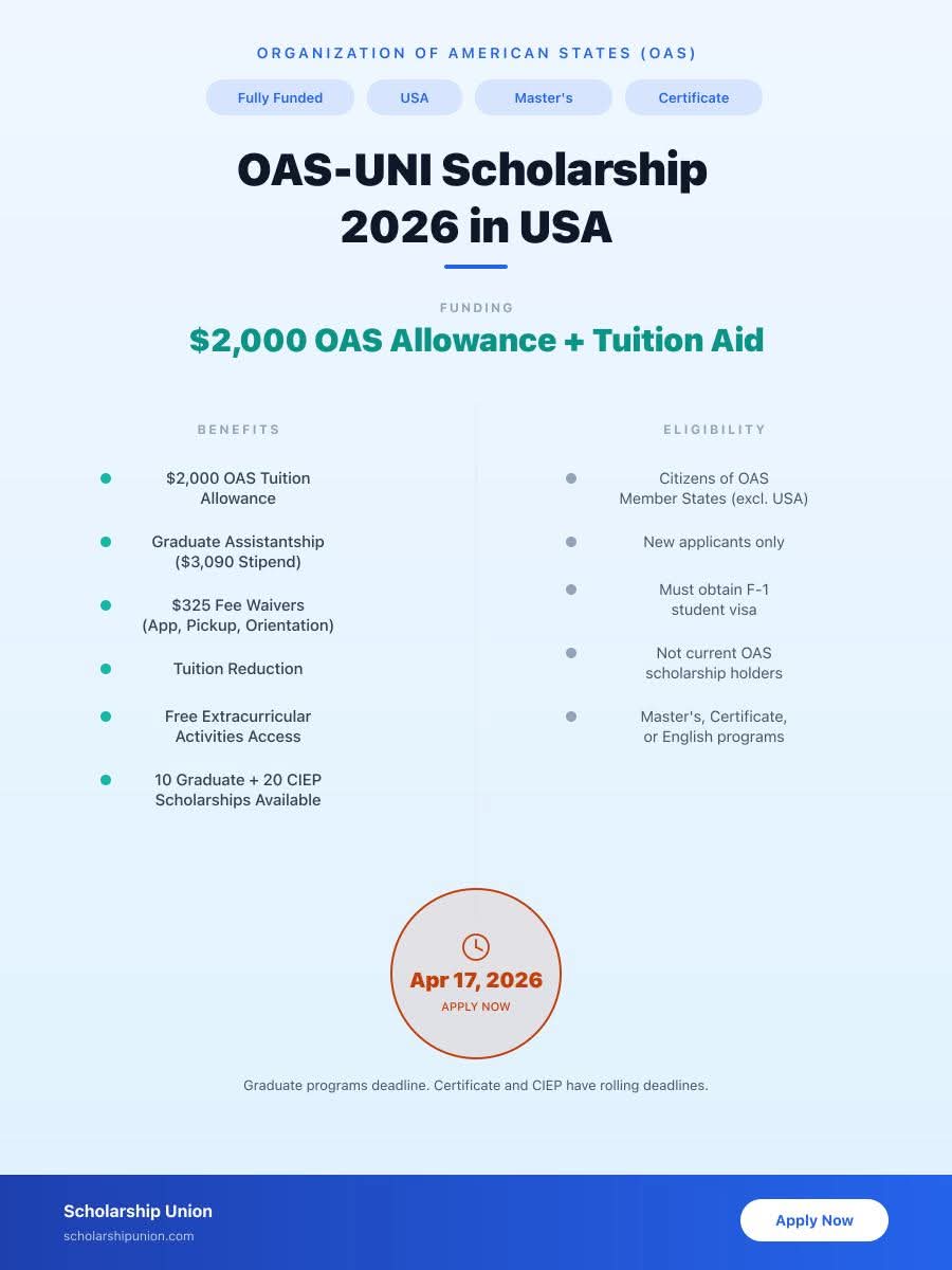 OAS-UNI Scholarship 2026 in USA