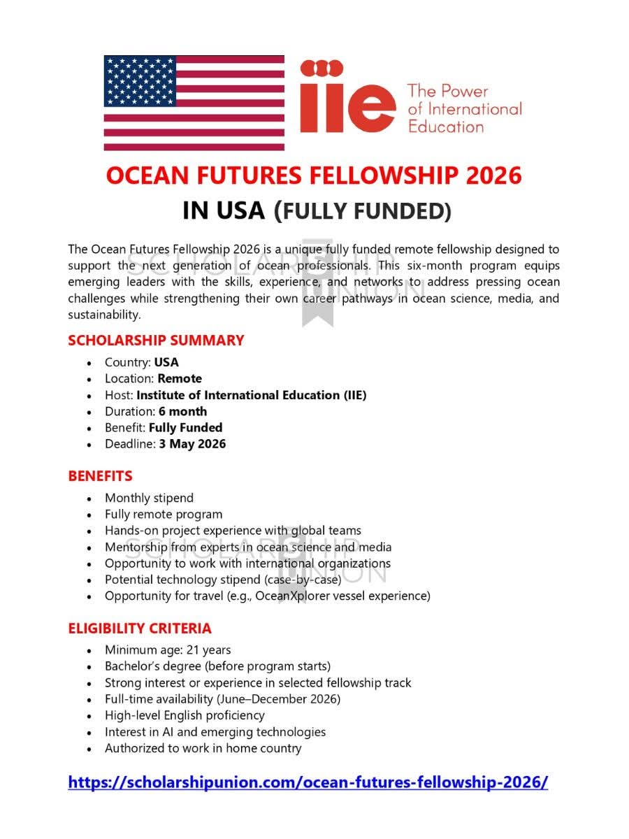 Ocean Futures Fellowship 2026 in USA