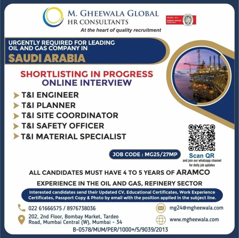 Oil & Gas company - Hiring In Saudi Arabia