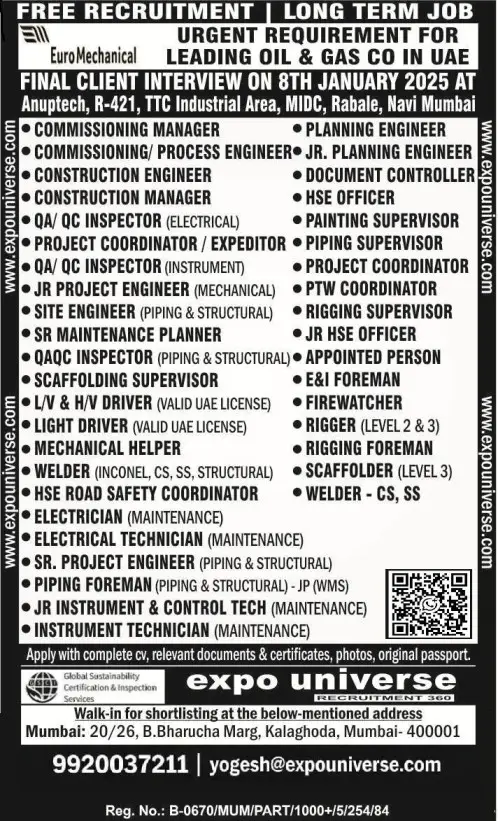 Leading Oil & Gas Company - Hiring In UAE