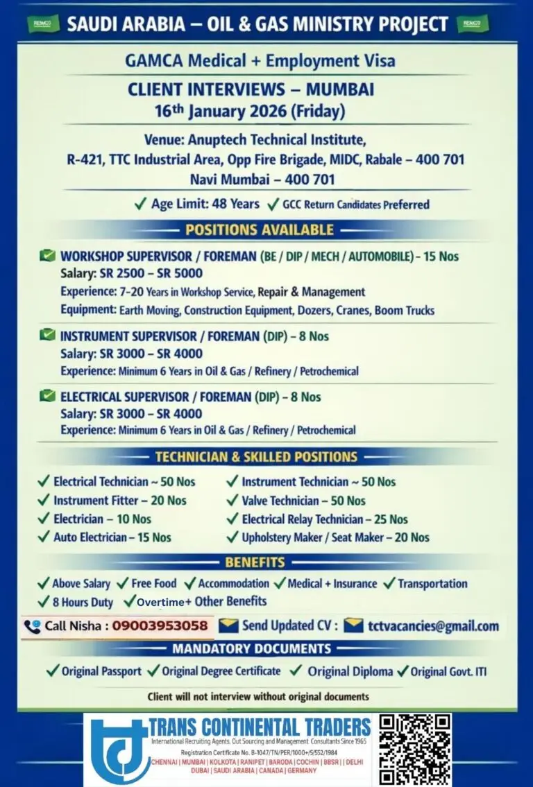 OIL & GAS MINISTRY PROJECT - JOBS IN SAUDI ARABIA