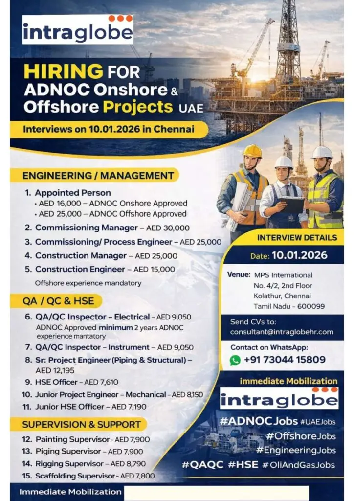 ONSHORE AND OFFSHORE JOBS IN UAE