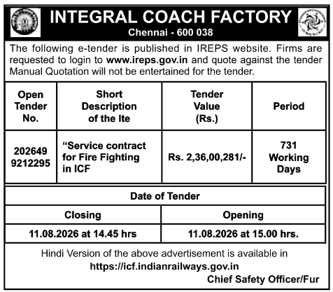 Open Tender Notice: Service Contract for Fire Fighting Systems