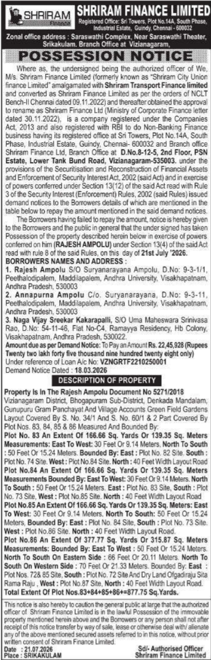 Possession Notice: Defaulted Property Seizure