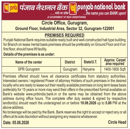 Premises Required for Branch on Lease/Rental Basis