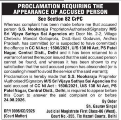 Proclamation Notice: Appearance of Accused Person