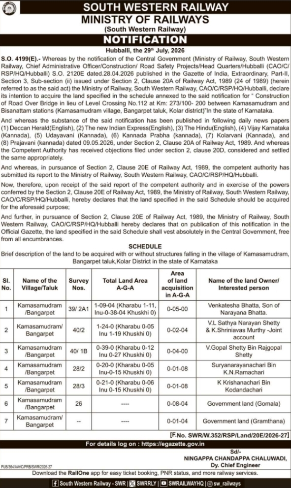 Property Acquisition Vesting Declaration Notice by South Western Railway