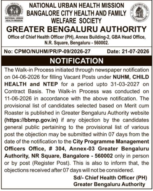 Public Notice: Provisional Selection List Objections