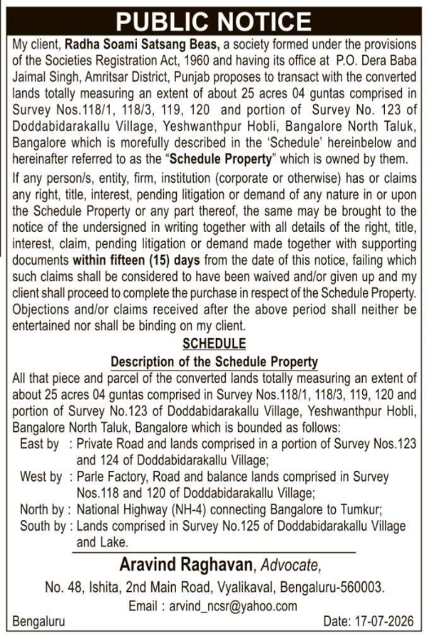 Public Notice: Real Estate Title & Land Transaction Claim