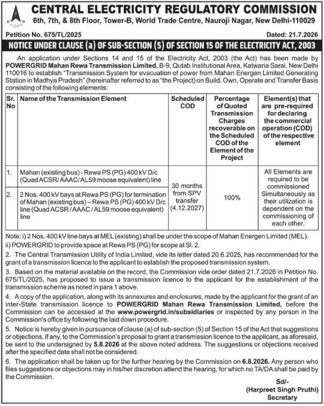 Public Notice: Transmission Licence Regulatory Application Objections