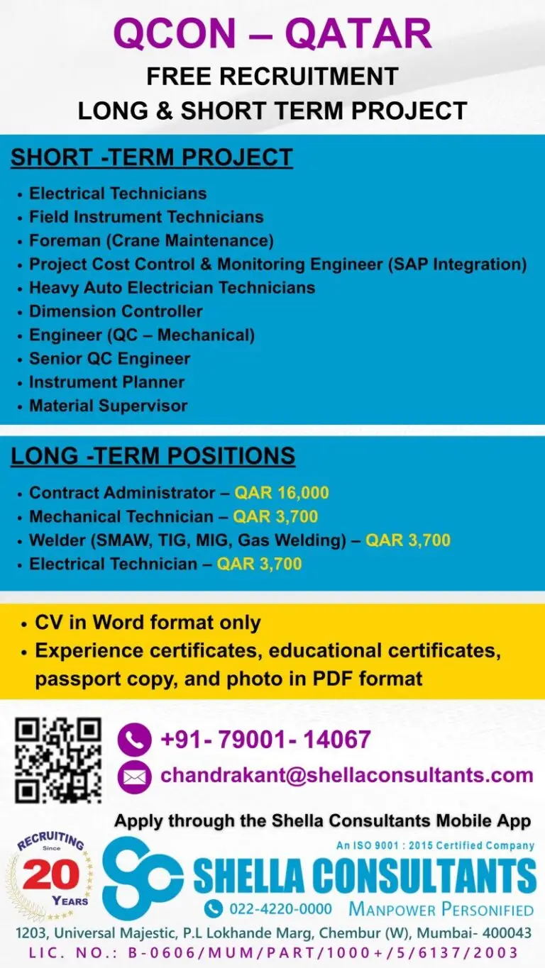 QCON Company - Hiring In Qatar