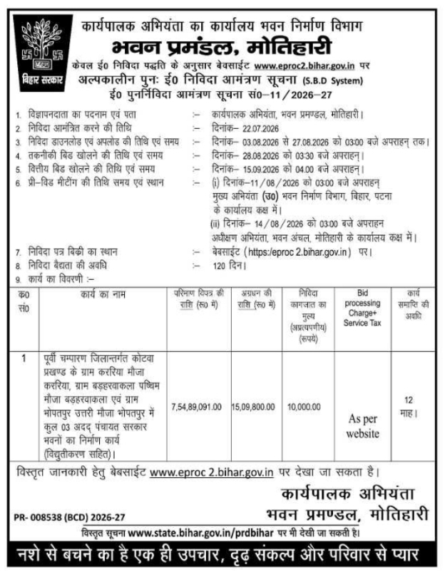 Re-e-Tender Notice: Construction of Panchayat Government Buildings