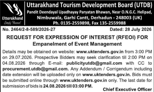 Request for Expression of Interest for Event Management by UTDB