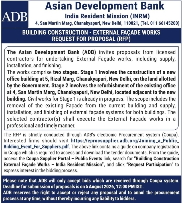 Request for Proposal: ADB India Resident Mission Façade Works