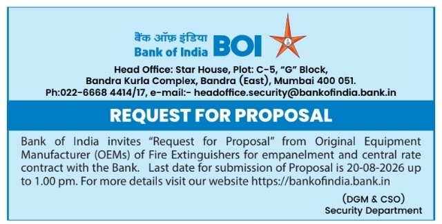 Request for Proposal for Fire Extinguishers by Bank of India
