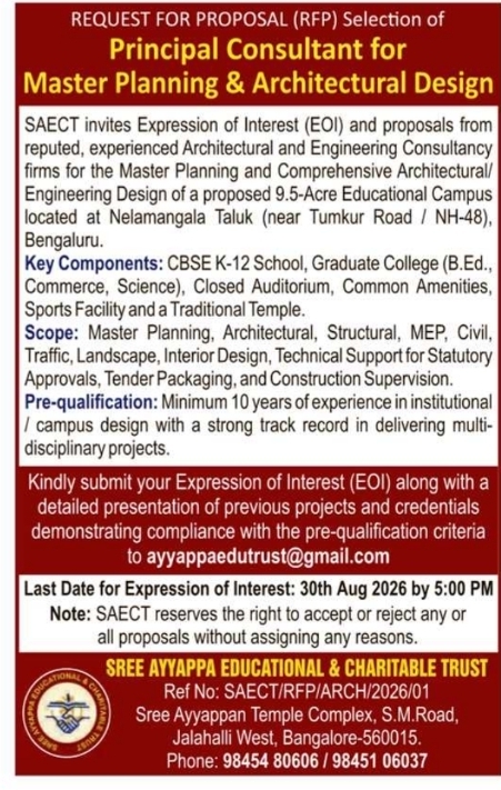 Request for Proposal (RFP) for Master Planning and Architectural Design by SAECT