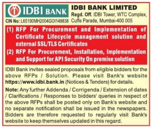 Request for Proposal: Security and Certificate Software Procurement
