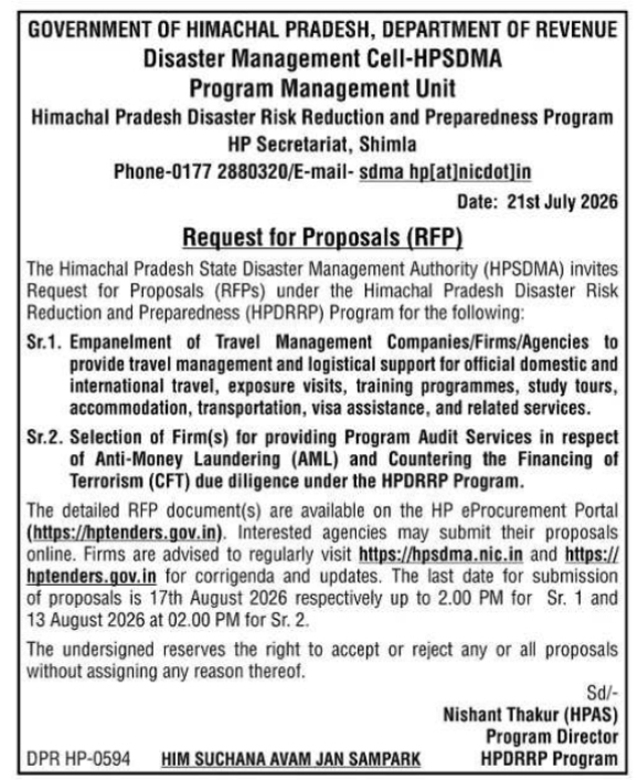 Request for Proposals: Travel Management & Audit Services (HPSDMA)