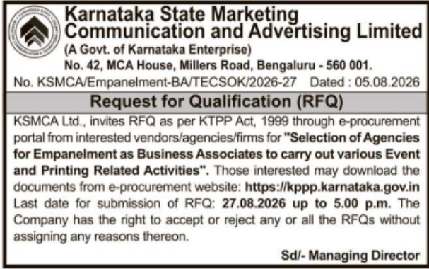 Request for Qualification for Event and Printing Agencies