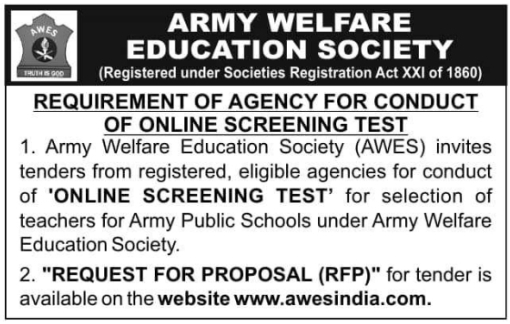 RFP Tender Notice for Conducting Army Public School Teacher Screening Tests
