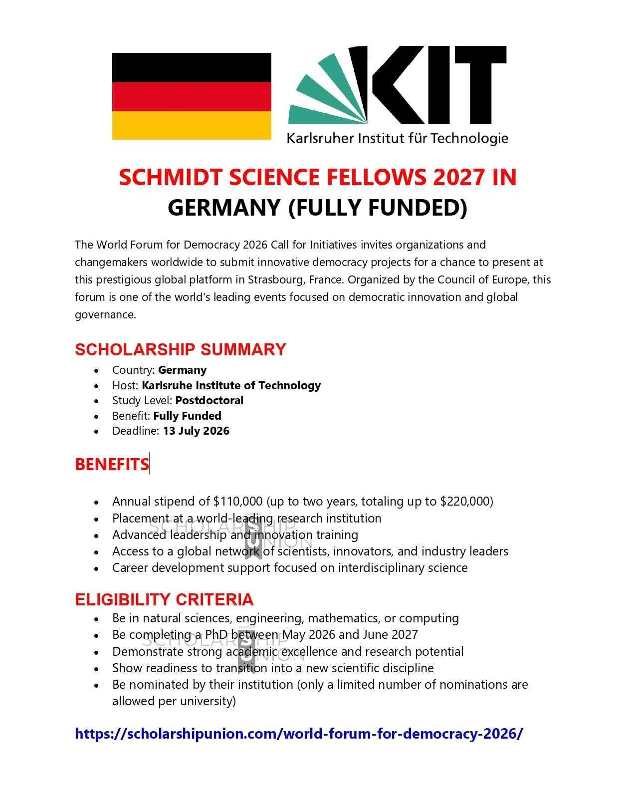 Schmidt Science Fellows 2027 in Germany