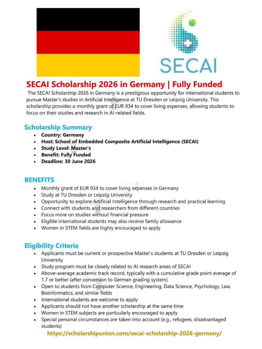 SECAI Scholarship 2026 in Germany